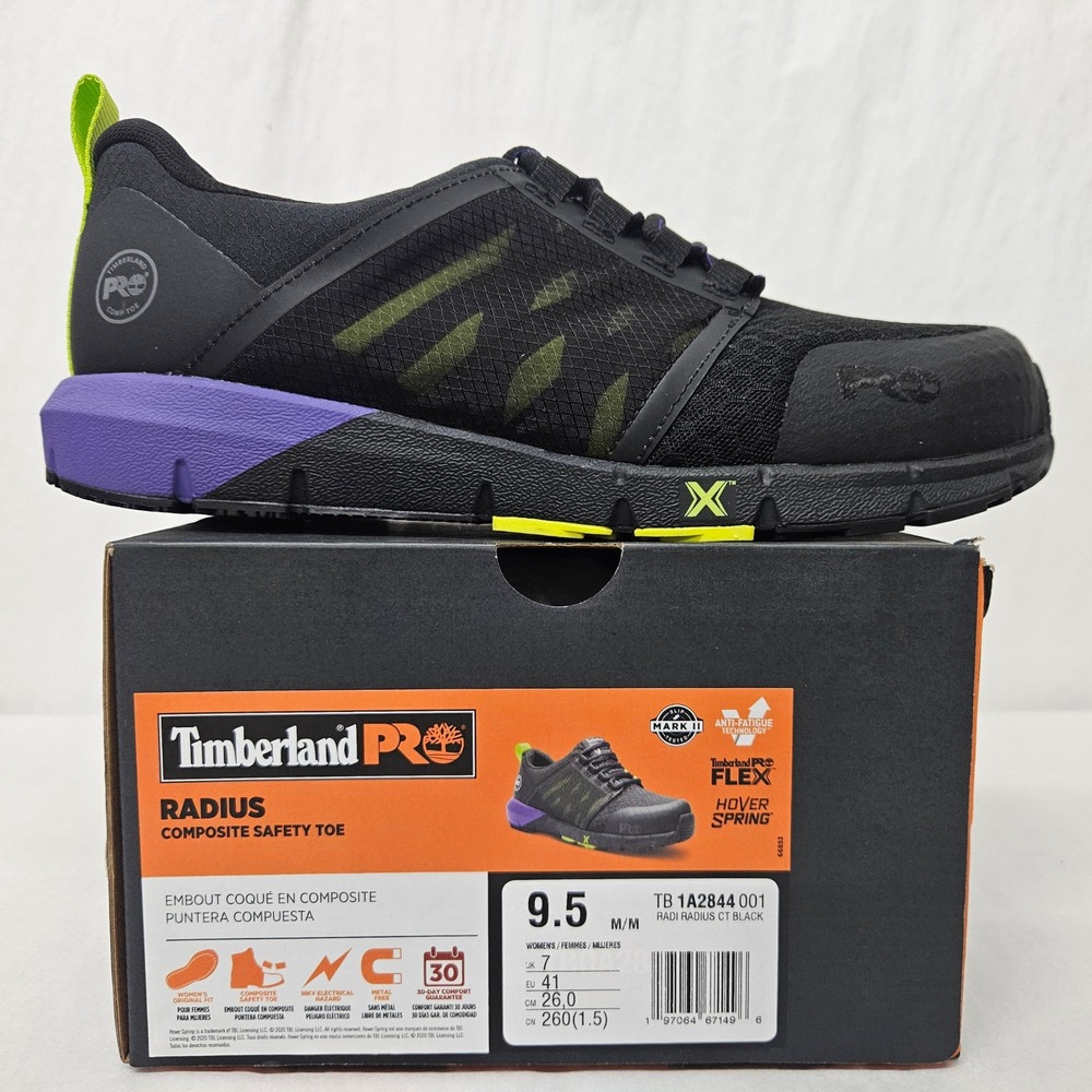 Timberland PRO Radius Work Shoe Composite Toe 1A2844 Black Purple Women Size 9.5 - Picture 2 of 10